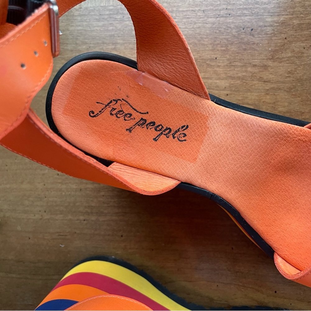 Free People Parris Platform Orange Multicolor Platform Sandals US 9-9.5 EU 40 - Picture 5 of 12